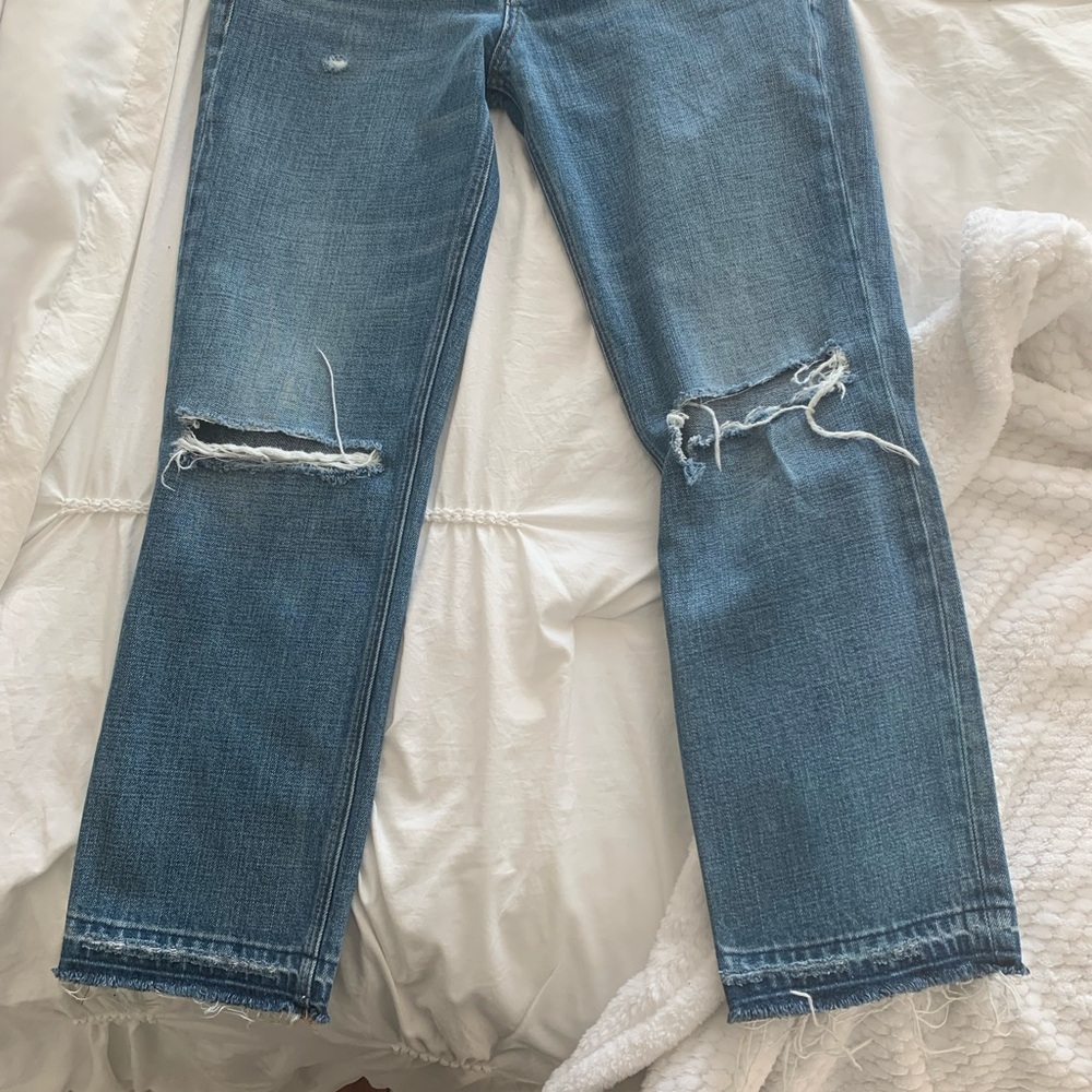 Frame Heritage Le Piper Blue Distressed Ankle Jeans - Picture 12 of 15